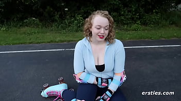 Preview 4 of Webcam Littles - Roller Skating Sarah C Bares It All For Ersties