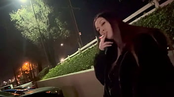 Preview 3 of Hindi Me Blue Picture Mausi Wala - Italian Hot Milf Long Hair Artemisia Love Solo Smoking Session Outdoor