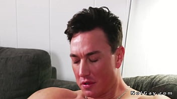Preview 3 of Ree West - Muscle gay sucks big cock till cums on the sofa