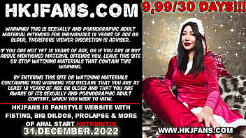 Preview 1 of Candy British - Sexy Santa Hotkinkyjo fuck her ass with The Theeng huge dildo from mrhankey,  fisting &amp_ anal prolapse