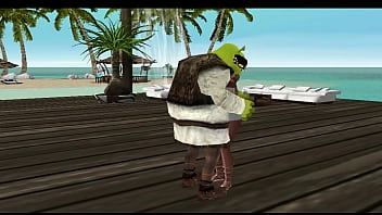 Preview 3 of Brother Convens Sister Sex - Shrek dando umas bitocas na novinha enquanto corno assiste