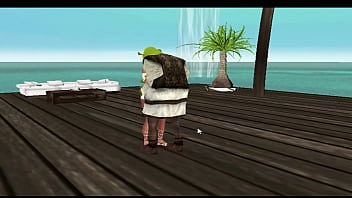 Preview 1 of Brother Convens Sister Sex - Shrek dando umas bitocas na novinha enquanto corno assiste
