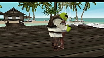 Preview 4 of Brother Convens Sister Sex - Shrek dando umas bitocas na novinha enquanto corno assiste