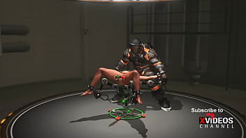 Preview 2 of Soma Banerjeeboudi - Super sci-fi sex machine and a sexy young ebony in restraints