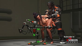 Preview 4 of Soma Banerjeeboudi - Super sci-fi sex machine and a sexy young ebony in restraints