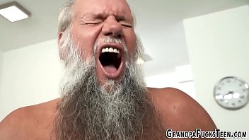 Preview 4 of Teen Big Cock Tits - Teen dribbles old man cum onto her tits