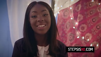 Preview 1 of Jesijane - Pretty ebony stepsister with big tits Tori Montana fucked by stepbrother till orgasm