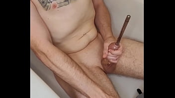Preview 4 of Twisty Mom Sleep - 2 urethral vibrators   sticky ejaculation in Dallas bathtub