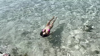 Preview 2 of Cutekorean Teen Sex - Monika Fox Swims In The Caribbean Sea And Poses Naked On The Reefs (Free)