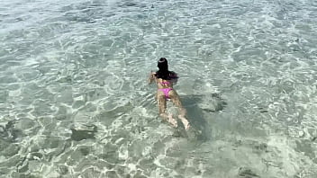 Preview 4 of Cutekorean Teen Sex - Monika Fox Swims In The Caribbean Sea And Poses Naked On The Reefs (Free)