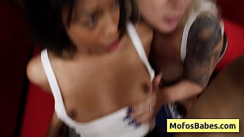 Preview 4 of Suraj Or Bhabhi - Two busty hot sluts share BBC in a public diner and get banged hard - Elana Bunnz,  Eden West,  Derek Savage