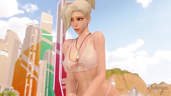 Preview 2 of Fat Sluts Fuck - Enfermera ayuda a tipo en la playa (anime 3d)