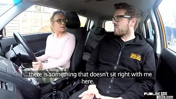 Preview 2 of Boy Mature Hairy - English milf publicly blows driving instructor