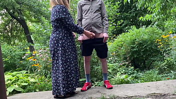 Preview 4 of Kalo Labo - Gorgeous MILF helped a stranger pee outside and pee herself