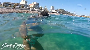 Preview 3 of Stormy Danile Fuck - SEX ON THE BEACH,  INSIDE WATER WITH A FAN - SHEILA ORTEGA