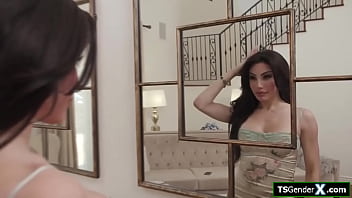 Preview 1 of Bathroom Bathing Xnx Videos - Big tits tgirl beauty Ariel Demure anal reamed by a big cock