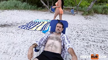 Preview 2 of Spain Hard - Lame Labor Day Turns Lustful On Public Beach Serena Santos,  Johnny Love