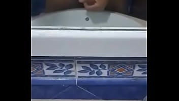 Preview 3 of Basic White Panty - Gozada em frente ao espelho