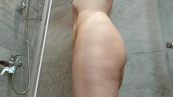 Preview 4 of Blonde Meet In The Bus - fluffy pussy takes a shower