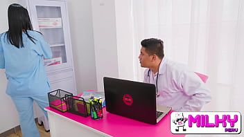 Preview 3 of 15 Years Girls Videos - MILKY PERU - Patient Gabriel has little semen and nurse Nicki Power has miraculous big tits.