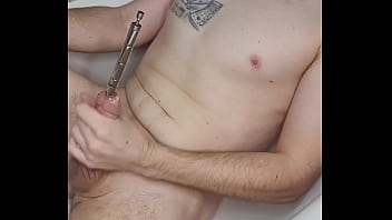 Preview 3 of Plying Booty - Cumshot with urethral vibrator in San Antonio Bathtub