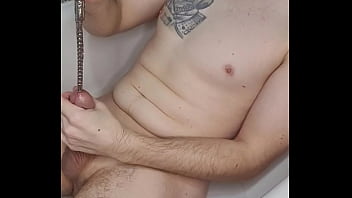 Preview 1 of Plying Booty - Cumshot with urethral vibrator in San Antonio Bathtub