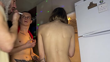 Preview 2 of Stepson Force - Homemade threesome - a girl seduced a couple of gays and invited them to fuck - 1.143