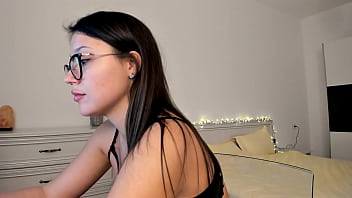 Preview 2 of Mother Fouck Son Mature - Glasses brunette girl in hot black bikini