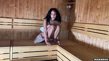 Preview 2 of Houswife Affair - A Pretty Dominican Girl Caught And Fucked in A Sauna While Her Brother Is Busy !!!
