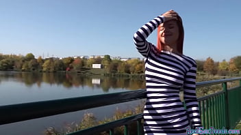 Preview 1 of Bini Viet - Redhead euro cockriding pov dick outdoors in couple