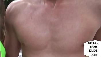 Preview 2 of Tante2 Vs Gigolo - Small cock dude 3some wanked outdoor by dom bikini teens