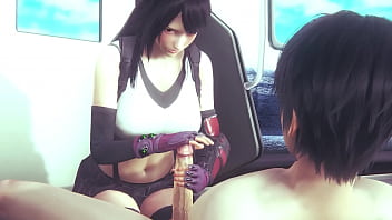 Preview 2 of 8k Fuck - Tifa Lockhart from Final Fantasy VII in train big tits make me the best blowjob ever to get massive cumshot from big dick - 3d porn sfm animation