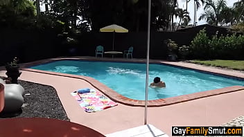 Preview 1 of Fighting For Fucking - Stepdad watches stepson sunbathing then fucks him