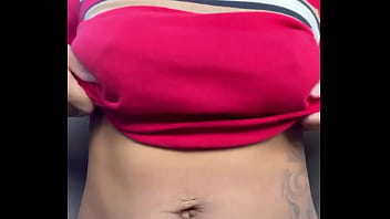 Preview 1 of Gang Rape Roughly - Busty EBONY with Huhe Aerolas rubs boobs outside