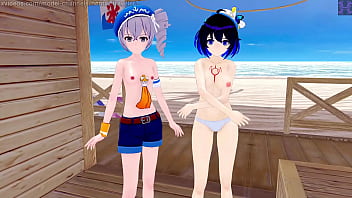 Preview 1 of Korea Poop - Honkai Impact: Bronya and Seele spend a day at the beach.