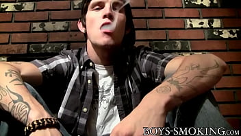 Preview 1 of Drink Milk From Porn - Young tattooed cigar smoker Lex masturbates solo and cums