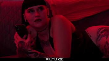 Preview 2 of Nutela Shea - Goth GF Tiffany Nackle Rides BBC While Talking To Her BF