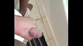 Preview 4 of Isteri Ngentot Dgn Lelaki Lain - Stroking my cock in the bathroom part one quickie