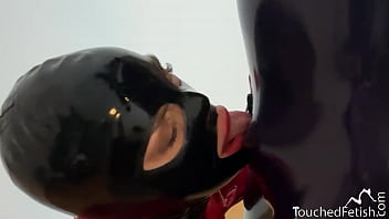 Preview 3 of Anri Suyuki - TouchedFetish &ndash_ Real Latex Couple plays with Dildo in tight Pussy | Amateur Fetish Wife in Rubber Catsuit | Homemade fucking