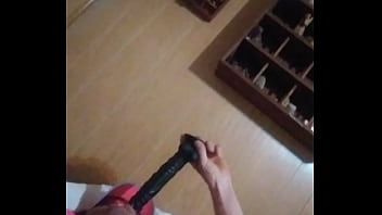 Preview 2 of Sooting Lady - deep throating a 10 inch dildo