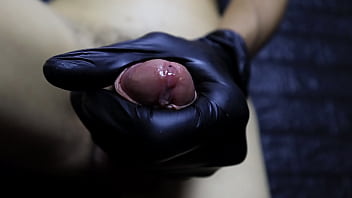 Preview 2 of African Tits Licking - ASMR cock massage with gloves 2022