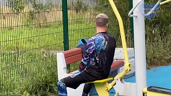 Preview 1 of Gangabang Old - Fucking a cute twink on the street and filling his ass with cum