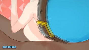 Preview 2 of Pre Cumshot Electro - Blue Shy Gal fucking black dick
