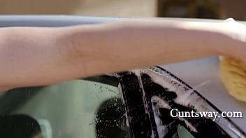 Preview 1 of 50 Hire Hold Xxx - step Mom and daughter team up soapy car wash