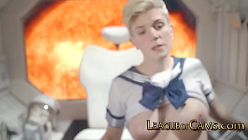 Preview 1 of Sis Bro Waw - Blonde French Fucks Her Smooth Pussy in Space