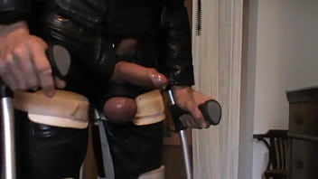 Preview 4 of Time Sleeping Fuck Sister Japan - crutching in braces and black leather