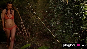 Preview 2 of Repvideo Moved - Inked teen Elizabeth Marxs showing her massive tits in a tropical forest