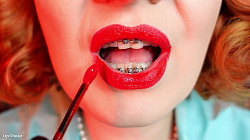 Preview 3 of 18year Hot B F Sex - ASMR video - lipstick process - MILF with braces