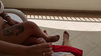 Preview 2 of Jpa School Videos - Handjob at hotel balkony in Tunisia hotel. Jerk off to young perfect body