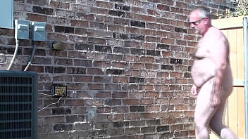 Preview 1 of Dad Ia Sistem - Big Hairy Guy Jerking Off Outside